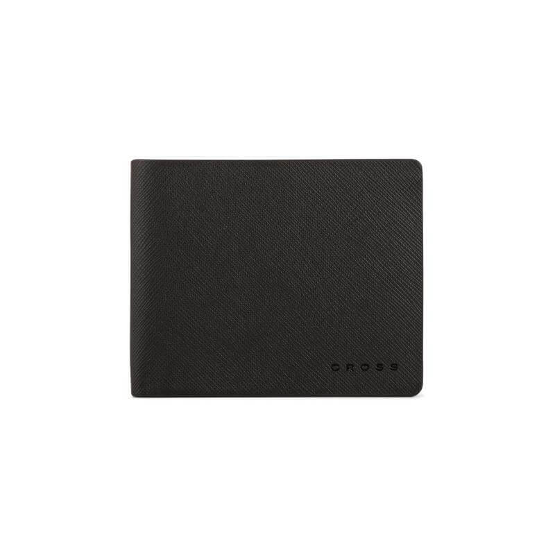 CROSS Saffiano Leather 4CC Bifold Wallet with Coin Pocket - Black