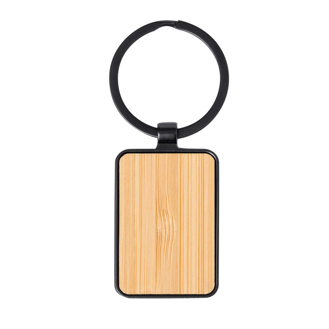 RUBI - Rectangle Bamboo Metal Keychain