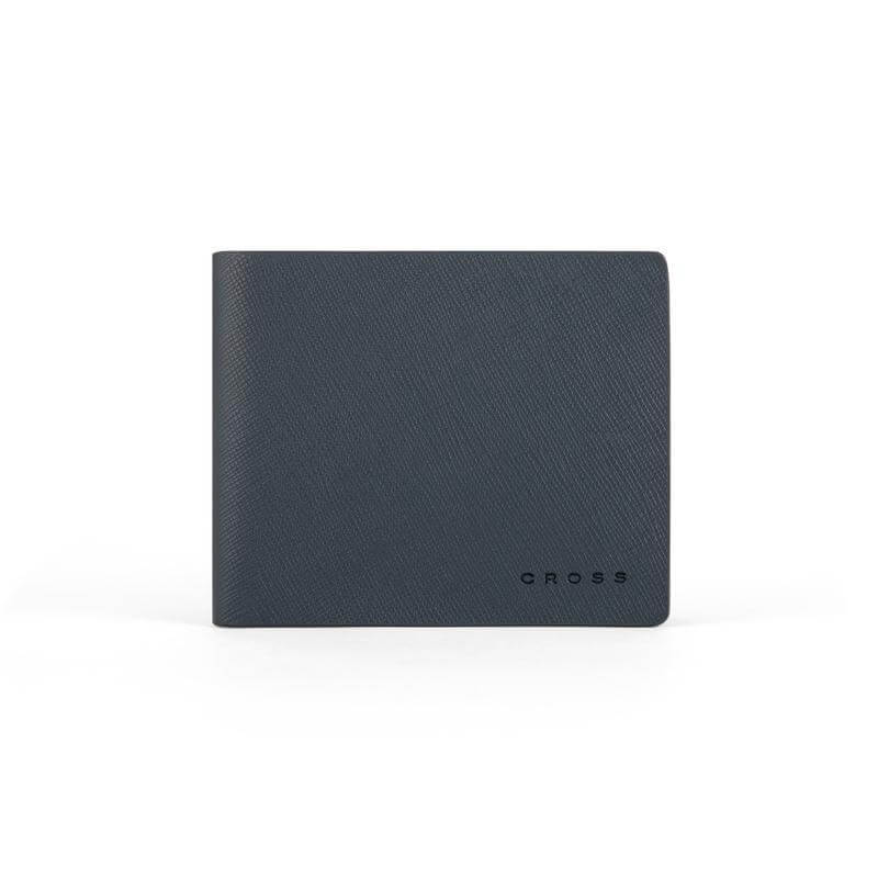 CROSS Saffiano Leather 4CC Bifold Wallet with Coin Pocket - Navy Blue