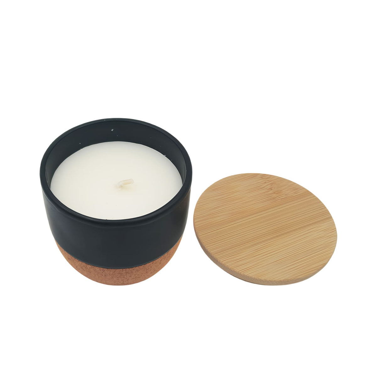 RAAHA - Arabic Oudh Scented Candle in Ceramic Holder with Bamboo Lid - Black